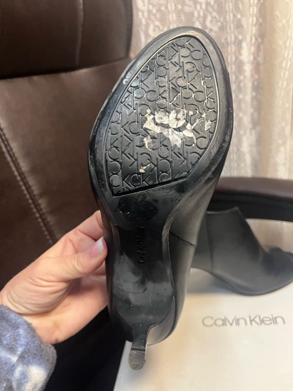 Calvin Klein Nastassia Nappa Leather Open-Toe Wrap Heels - Picture 13 of 14